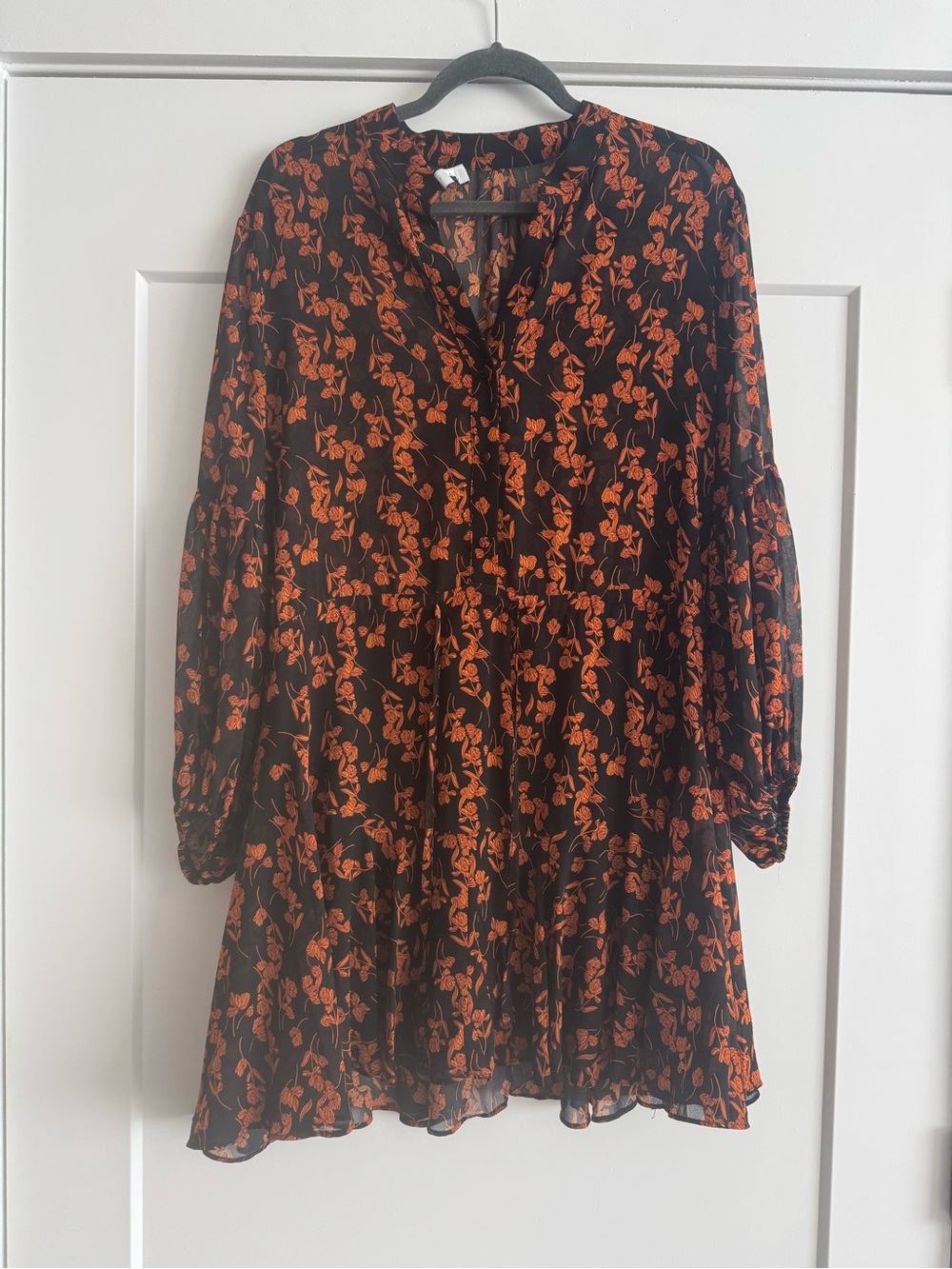 Lulus Sashay My Way Black Floral Print Long Sleeve Mini Dress